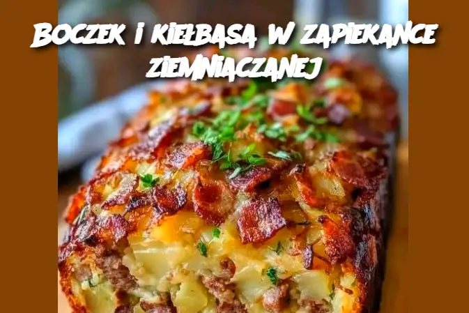 Boczek i kiełbasa w zapiekance ziemniaczanej