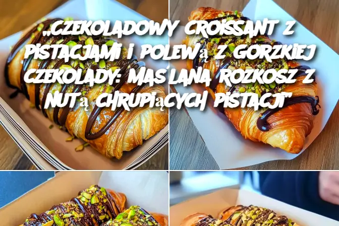 „Czekoladowy croissant z pistacjami i polewą z gorzkiej czekolady: Maślana rozkosz z nutą chrupiących pistacji”