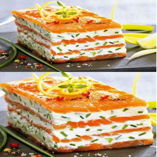 Mille-Feuille z wędzonego łososia z mascarpone z cytryną