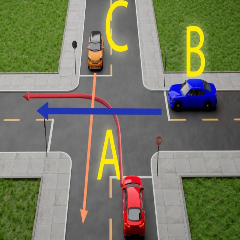 Który Samochód Ma Pierwszeństwo? Nawet Najbardziej Doświadczeni Będą Zdezorientowani: Sprawdź Swoją Wiedzę o Przepisach Ruchu Drogowego na Tym Podchwytliwym Skrzyżowaniu!