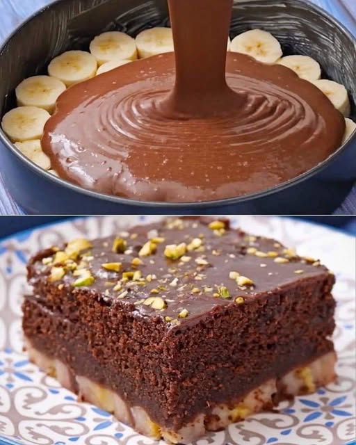 Kwadraty czekoladowe z bananami