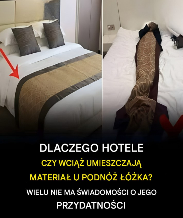 Jaki jest cel stosowania pasa materiału na łóżkach hotelowych?